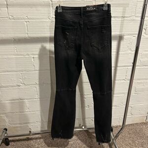 Risen Black Flare Distressed Knee Jeans